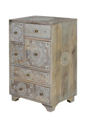 Giner y Colomer Telefonera Madera de Mango Natural 7 Cajones Mueble Auxiliar Artisanal